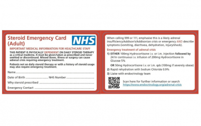 Updated NHS Steroid Card Released
